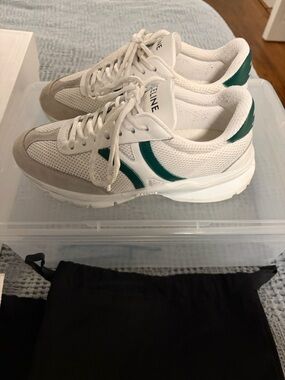 Celine white & green runners lace-up sneakers 37